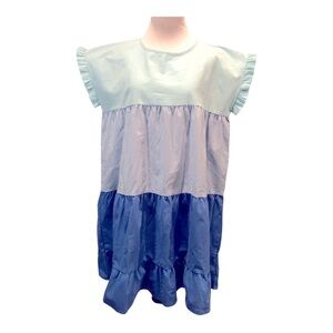 Simply Southern Dress Womens Color Block ruffle Sleeve Casual Mini-size Large